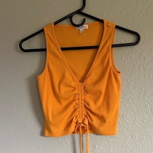 Orange Ruched Crop Top with tie